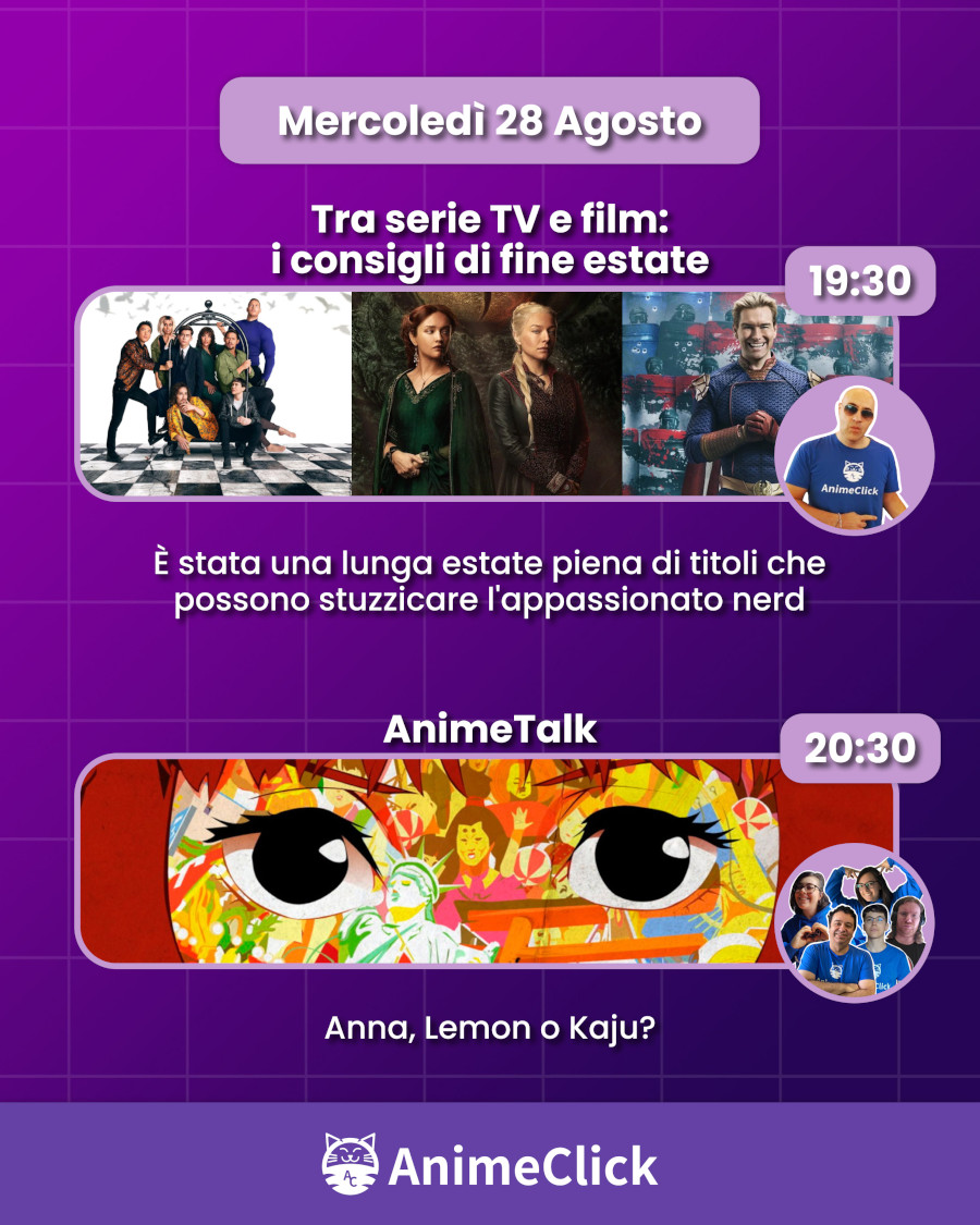 AnimeClick su Twitch: programma dal 26 agosto all'1 settembre AnimeClick su Twitch: programma dal 26 agosto all'1 settembre